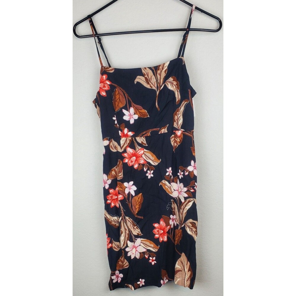 NWT Amuse Society Womens Small Floral Tropical Dress Black Brown Red Adj Straps